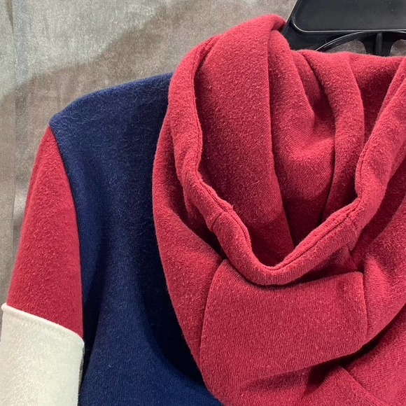 RE-SPUN By Marine Layer Women's Navy Colorblock Full-Zip Hooded Sweater SZ M - Picture 4 of 9